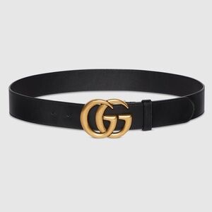 Gucci Black Belt with Gold GG Buckle